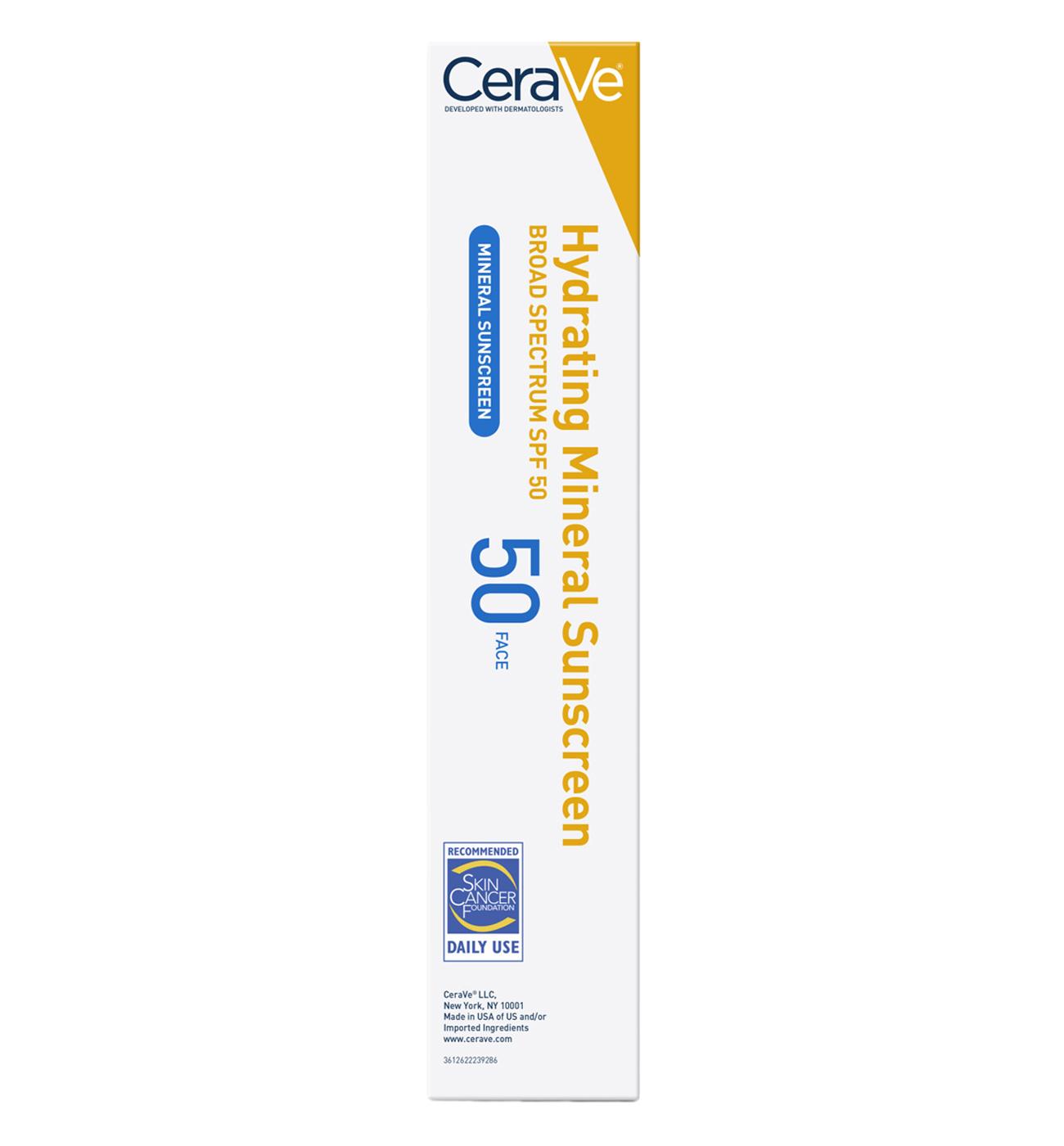 CeraVe Hydrating Mineral Sunscreen Face Lotion Broad Spectrum SPF 50; image 6 of 6