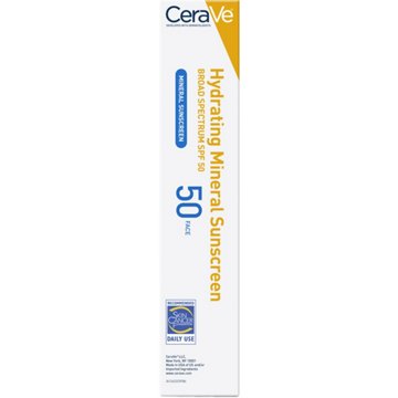 CeraVe Hydrating Mineral Sunscreen Face Lotion Broad Spectrum SPF 50, 2.5 oz