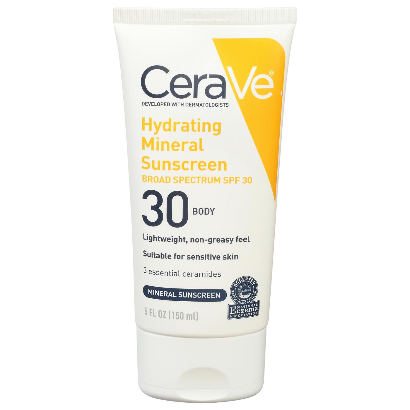 CeraVe Hydrating Mineral Sunscreen Body Lotion Broad Spectrum SPF 30; image 1 of 3