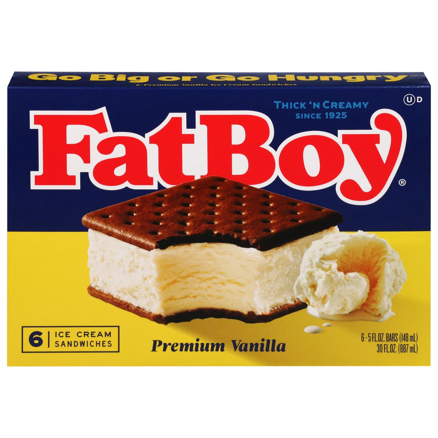 FatBoy Premium Vanilla Ice Cream Sandwiches; image 1 of 3