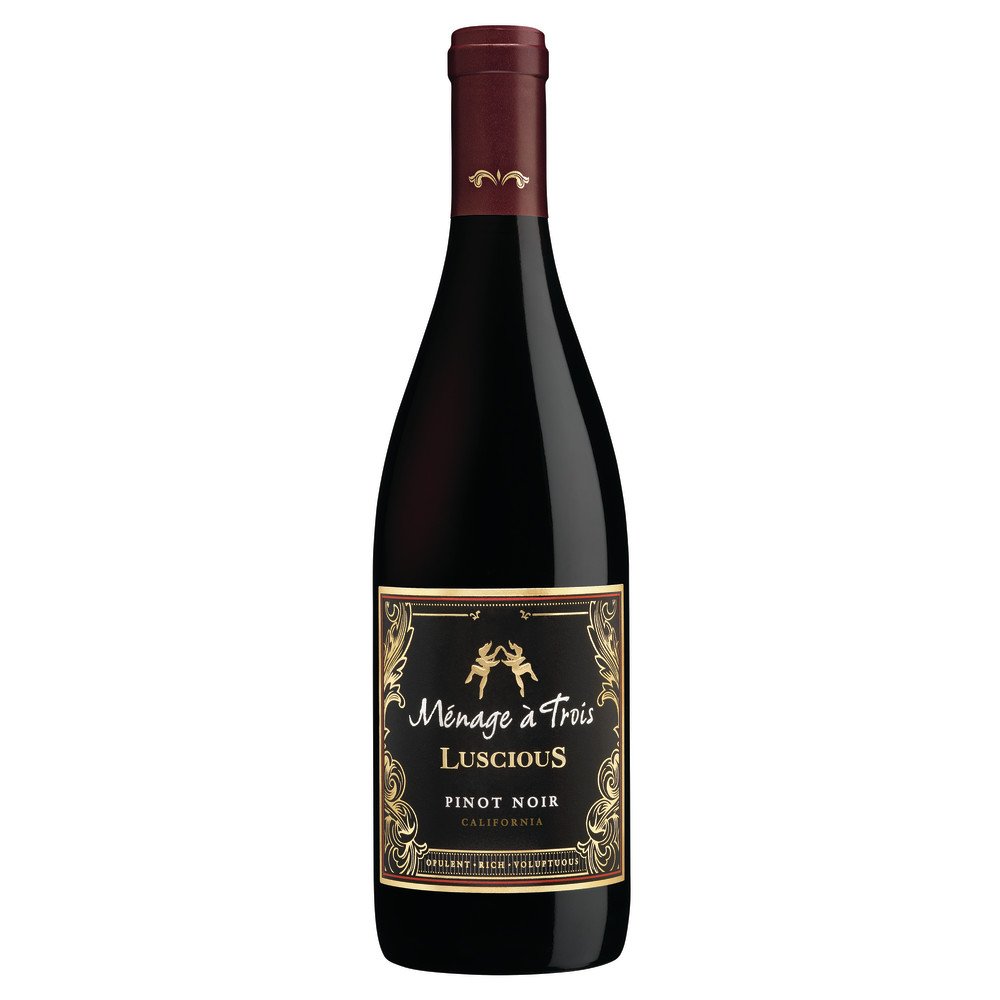 Menage A Trois Luscious Pinot Noir California Red Wine, 750 mL