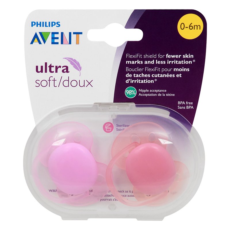 Philips AVENT Ultra Soft Pacifier 0-6 Months, 2 Pack - Blue / Boys