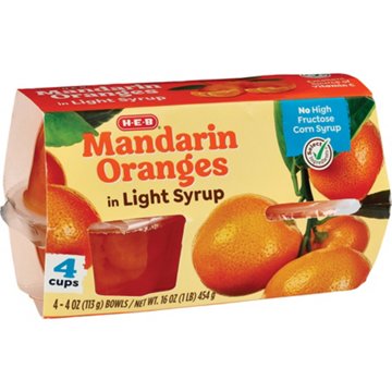 H-E-B Mandarin Orange Snack Bowls – Light Syrup, 4 pk