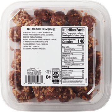 Natural Delights Mini Pecan-Rolled Cacao Medjool Dates, 10 oz