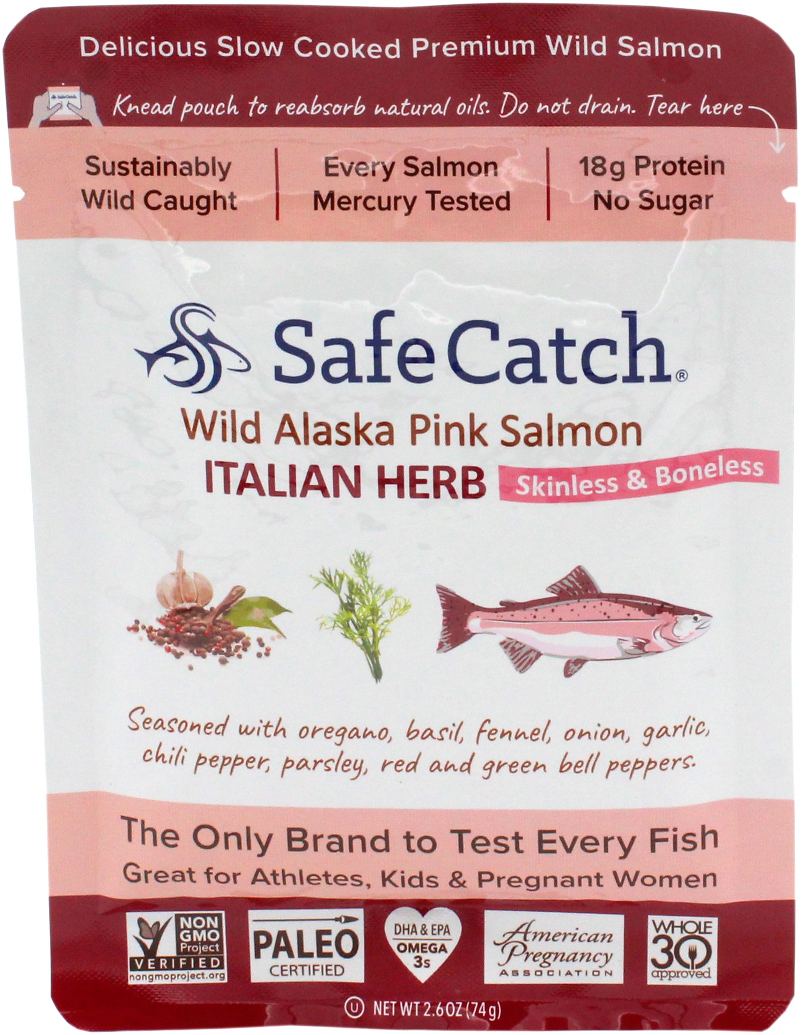 Safe Catch Italian Herb Wild Alaska Pink Salmon Shop Seafood at HEB