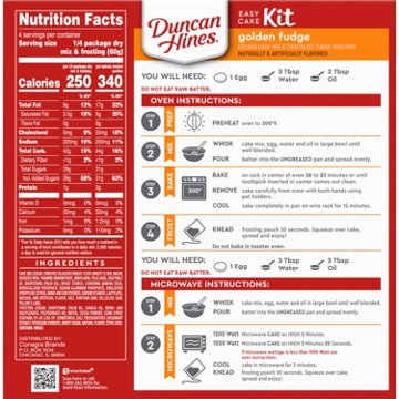 Duncan Hines Easy Cake Kit Golden Fudge Cake Mix, 8.4 oz