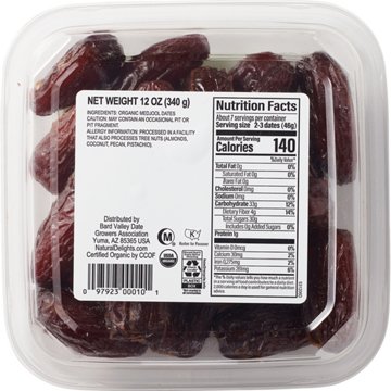 Natural Delights Fresh Organic Pitted Medjool Dates, 12 oz