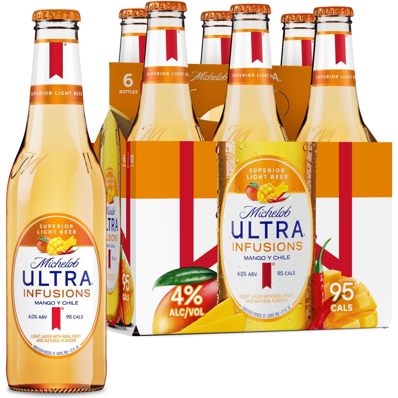 Michelob Ultra Infusions Mango Y Chile Light Lager Beer 6 pk Bottles