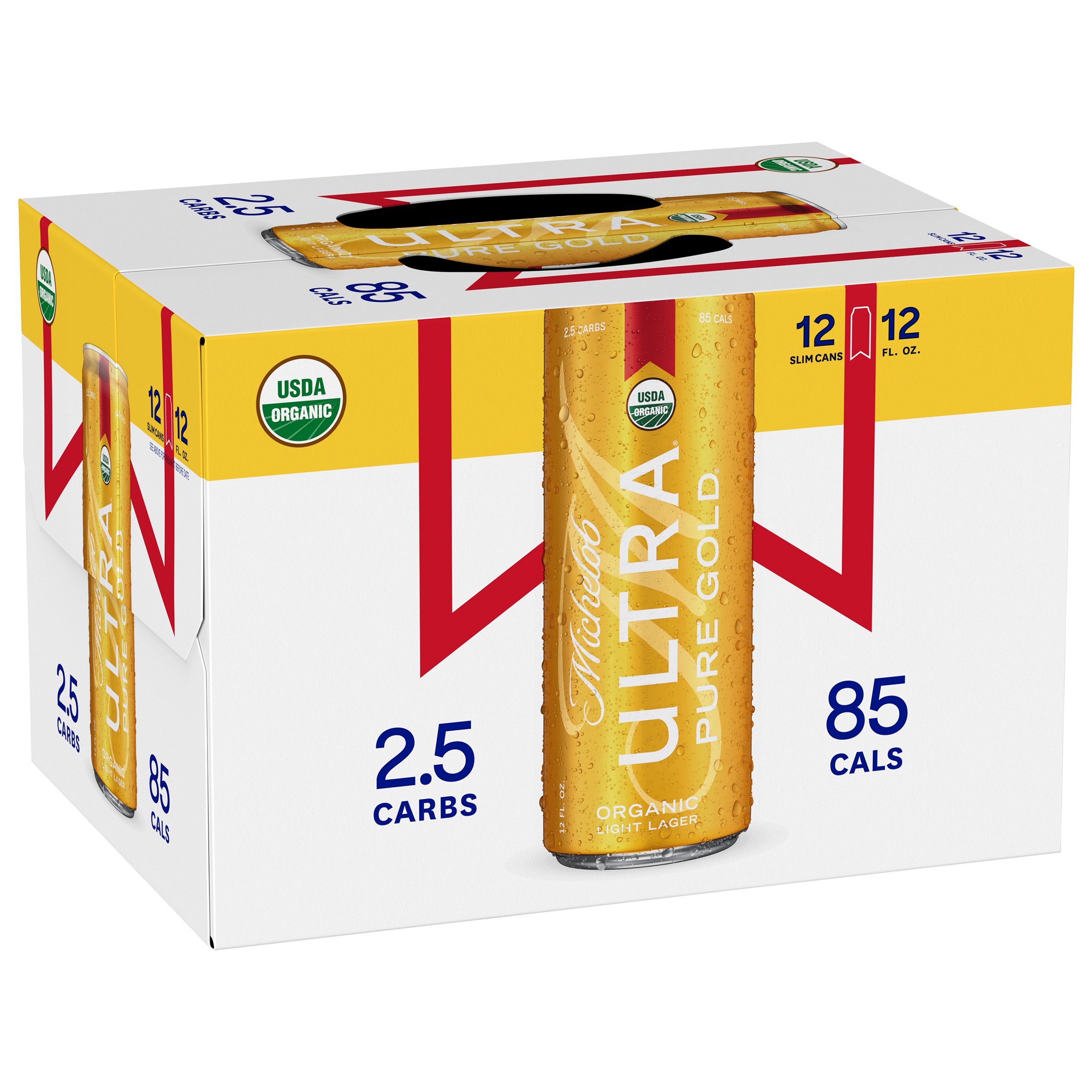 Michelob Ultra Pure Gold Lager Beer 12 oz Slim Cans