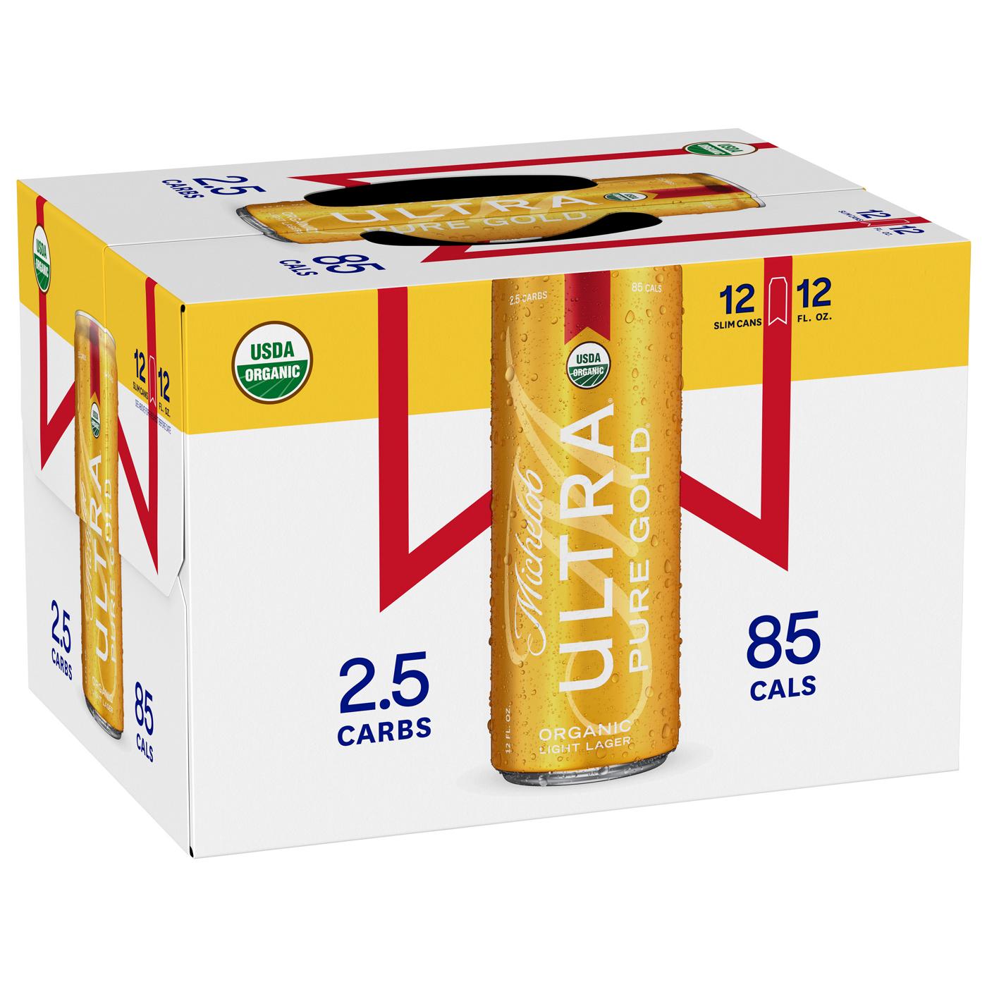 Michelob Ultra Pure Gold Lager Beer 12 oz Slim Cans; image 1 of 2