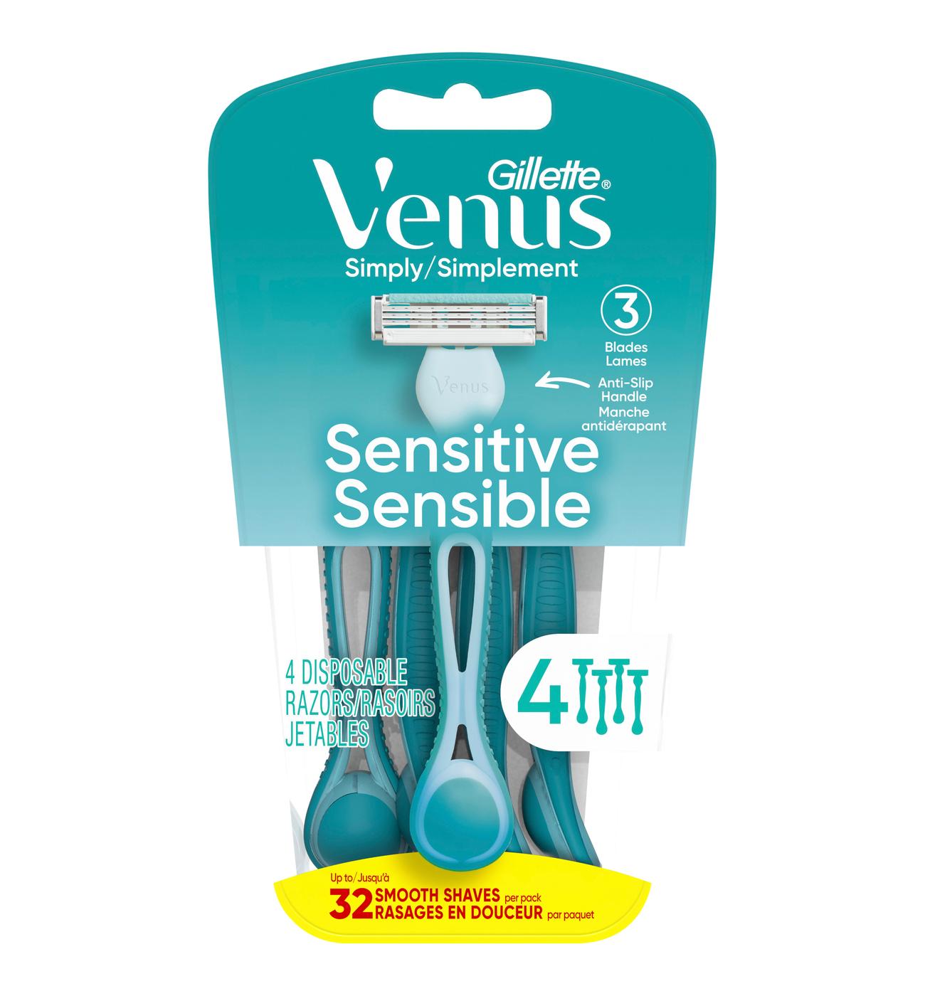 Gillette Venus Simply 3 Sensitive Disposable Razors - Shop Razors