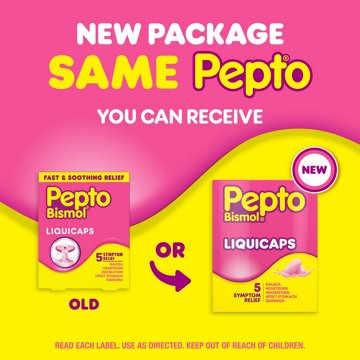 Pepto-Bismol Liquicaps, Multi-Symptom Relief of Gas, Nausea, Heartburn, Indigestion, Upset Stomach, & Diarrhea
