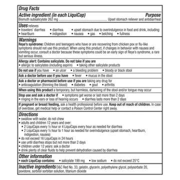Pepto-Bismol Liquicaps, Multi-Symptom Relief of Gas, Nausea, Heartburn, Indigestion, Upset Stomach, & Diarrhea