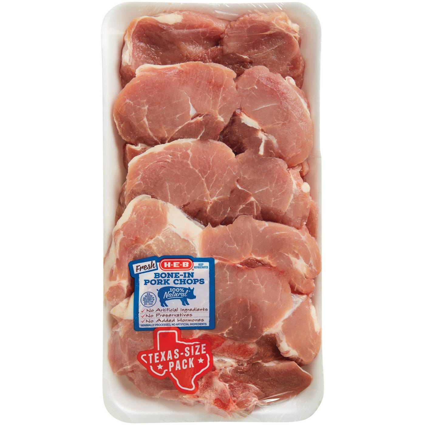 H-E-B Bone-in Sirloin Pork Chops, Extra Thick Cut - Texas-Size Pack; image 1 of 2