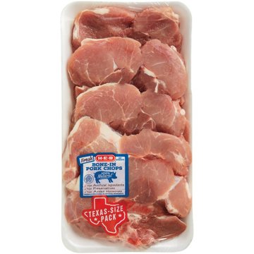 H-E-B Bone-in Sirloin Pork Chops, Extra Thick Cut - Texas-Size Pack, Avg. 4.37 lbs