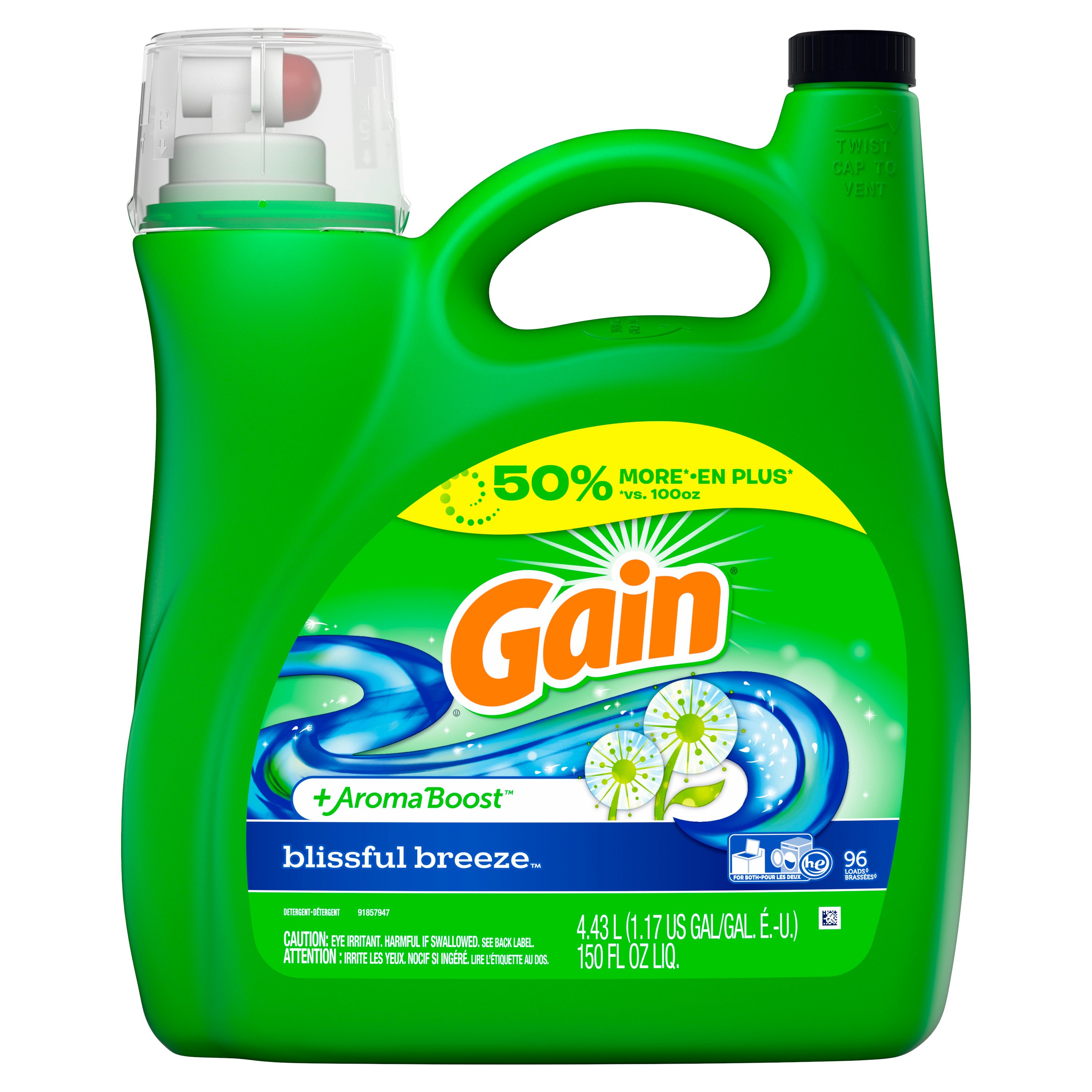 Gain Blissful Breeze HE Liquid Laundry Detergent 96 Loads ...