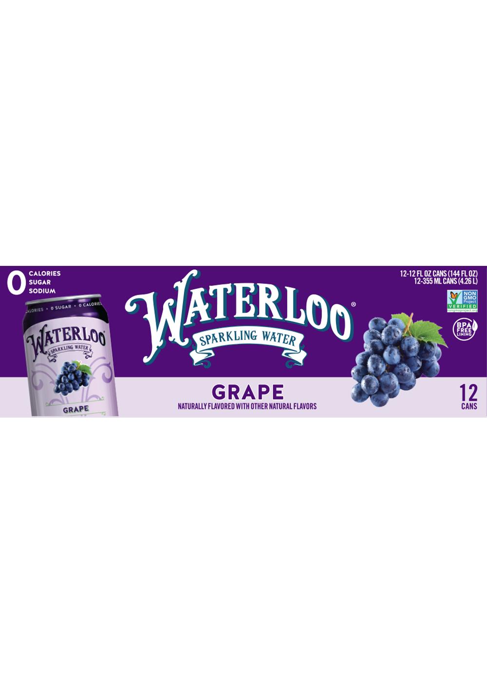 Waterloo Grape Sparkling Water 12 pk Cans; image 1 of 2