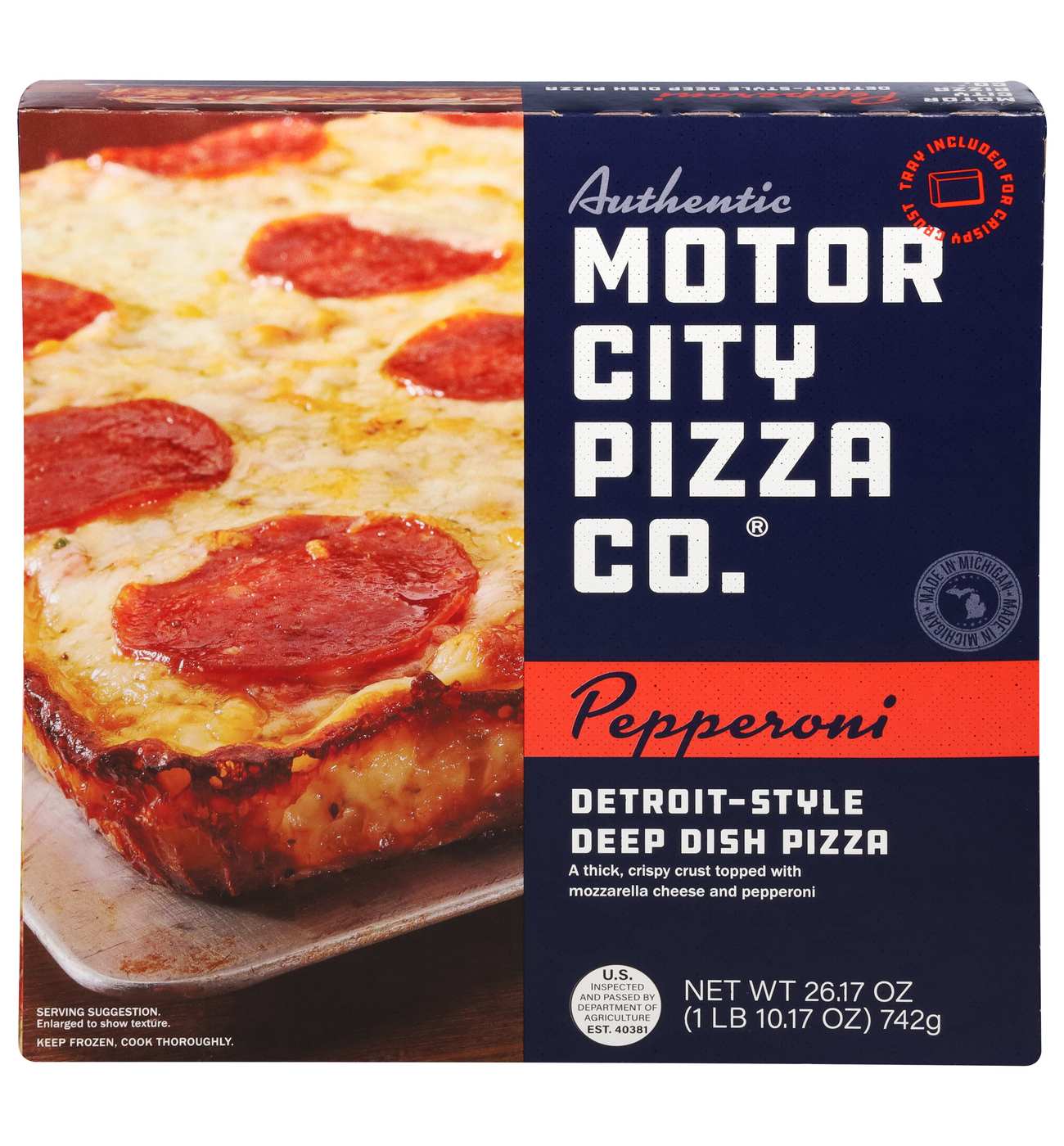 Authentic Motor City Pizza Co. Detroit-Style Deep Dish Frozen Pizza - Pepperoni ; image 1 of 2