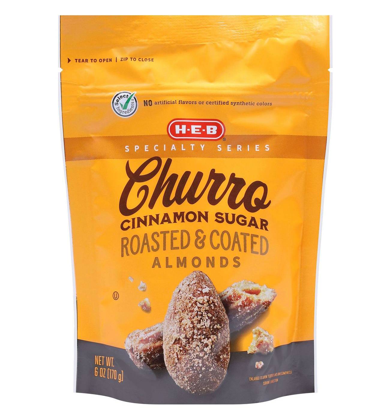 H-E-B Churro Cinnamon Sugar-Coated Roasted Blanched Almonds; image 1 of 4