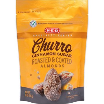 H-E-B Churro Cinnamon Sugar-Coated Roasted Blanched Almonds, 6 oz