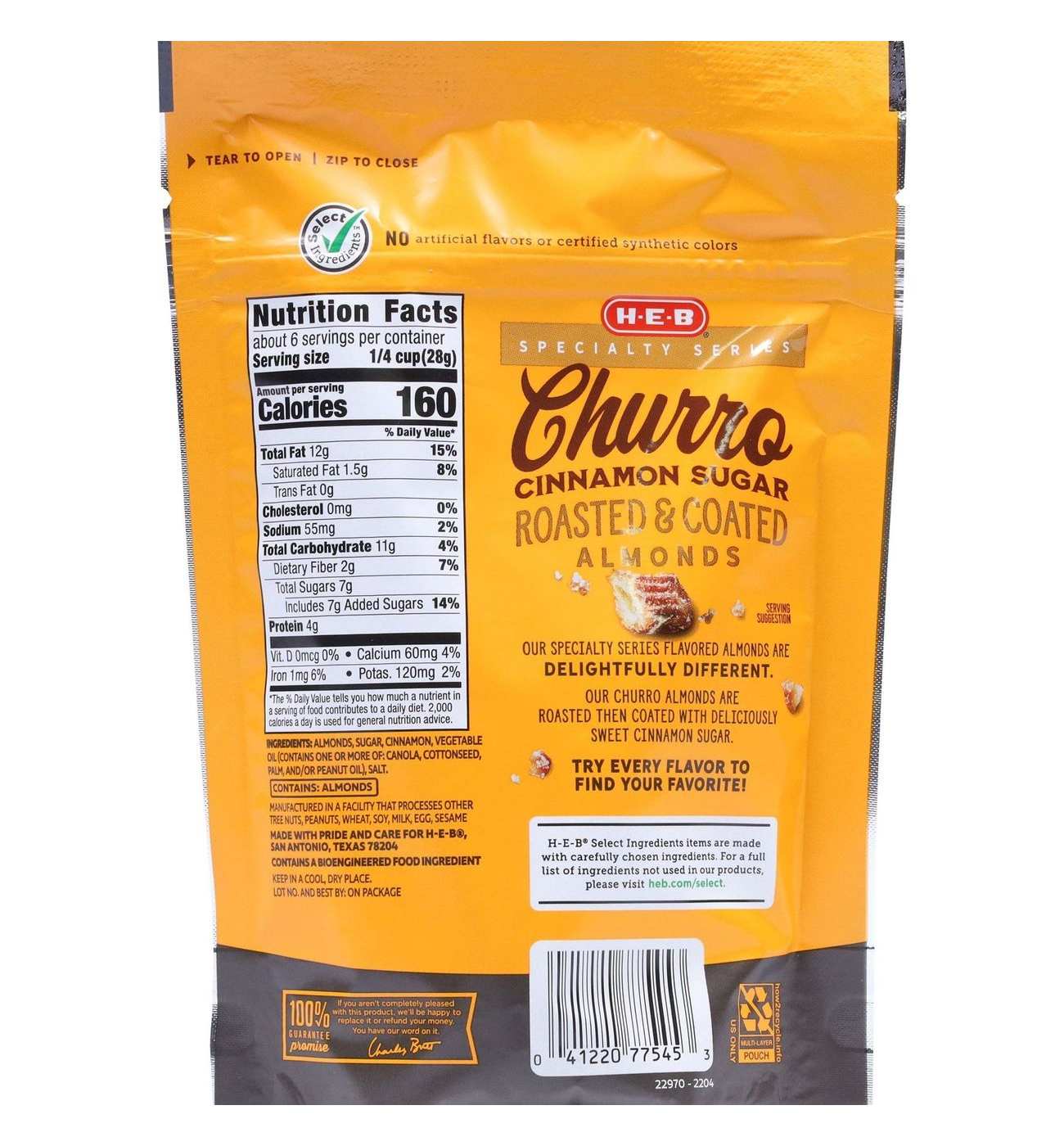 H-E-B Churro Cinnamon Sugar-Coated Roasted Blanched Almonds; image 3 of 4