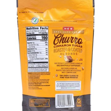 H-E-B Churro Cinnamon Sugar-Coated Roasted Blanched Almonds, 6 oz
