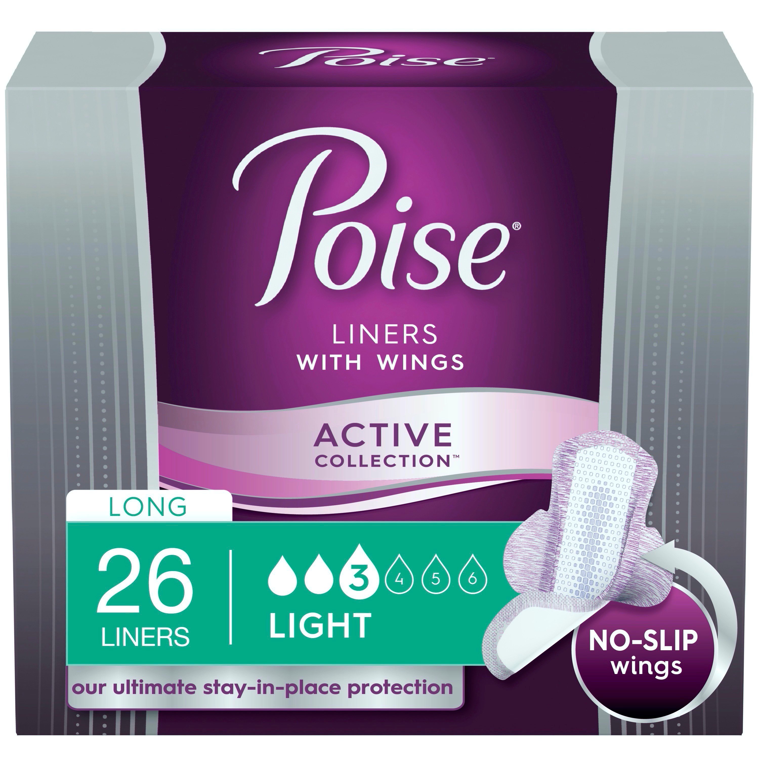 Poise Ultra Thin Active Long Liners Light Shop Incontinence At H E B   002801548