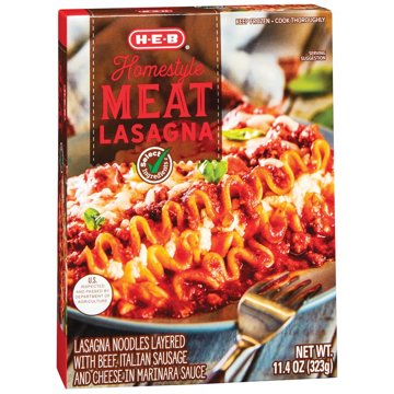 H-E-B Homestyle Meat Lasagna Frozen Meal, 11.4 oz
