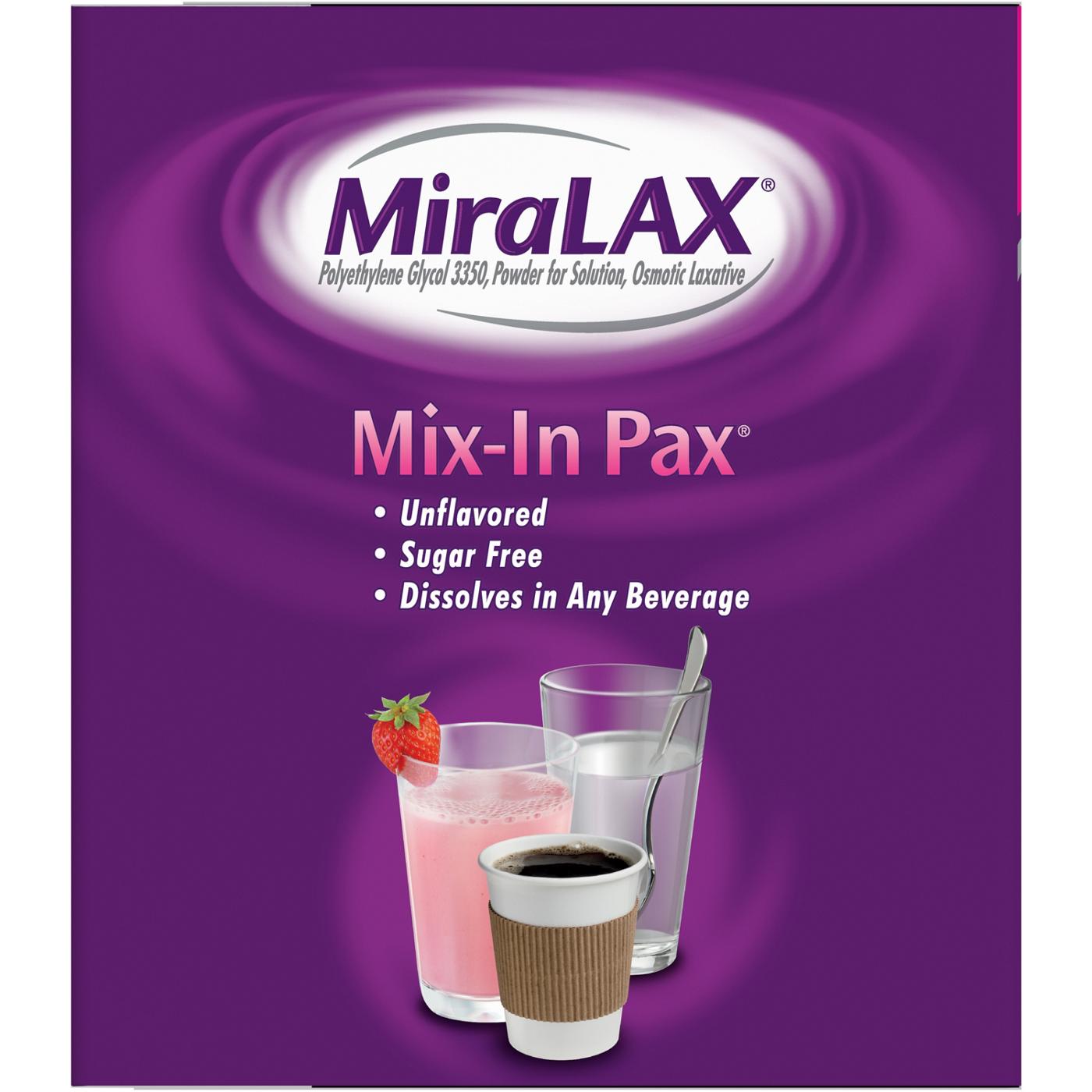 MiraLAX Mix-in Pax Unflavored Powder Packets; image 2 of 5