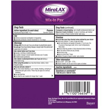 MiraLAX Mix-in Pax Unflavored Powder Packets
