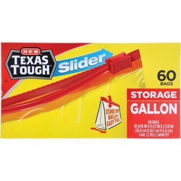 H-E-B Texas Tough Slider Gallon Storage Bags, 60 ct