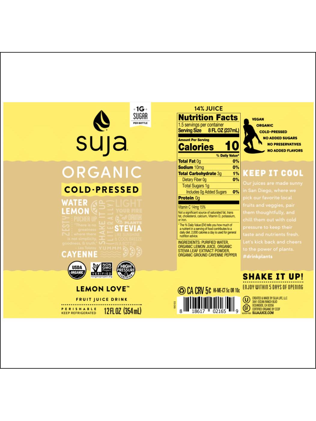 Suja Organic Lemon Love Fruit Juice; image 2 of 2