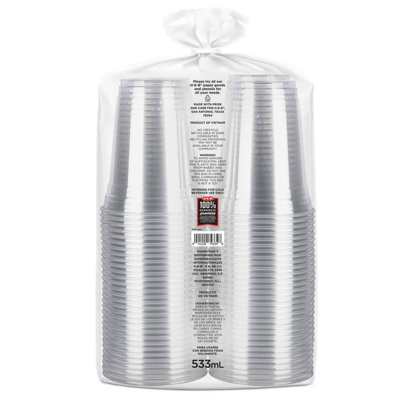 H-E-B 18 oz Clear Plastic Cups