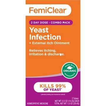 FemiClear Yeast Infection Treatment & Itch Relief Ointment - 2 Day Dose, Combo Pack