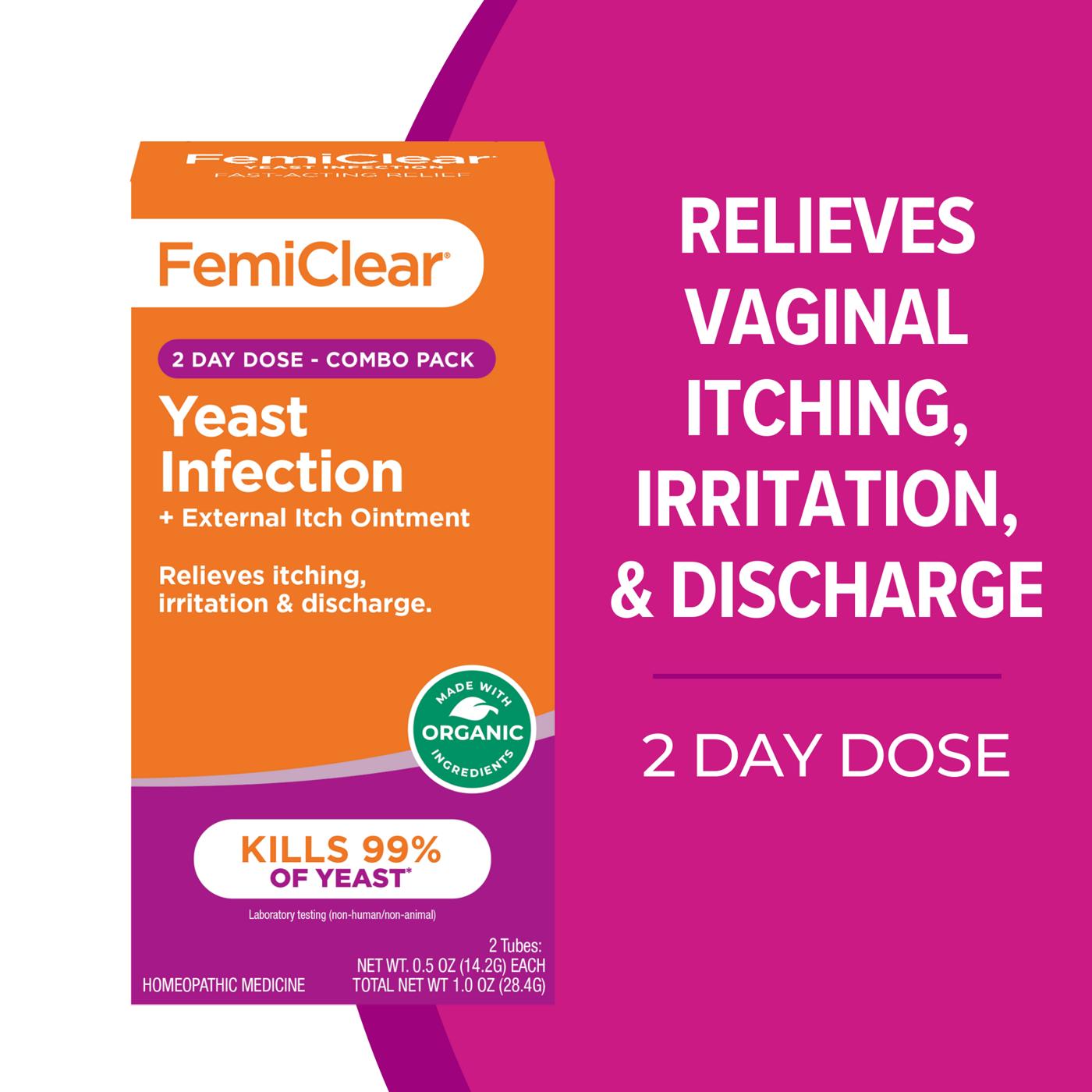 FemiClear Yeast Infection Treatment & Itch Relief Ointment - 2 Day Dose, Combo Pack; image 2 of 9