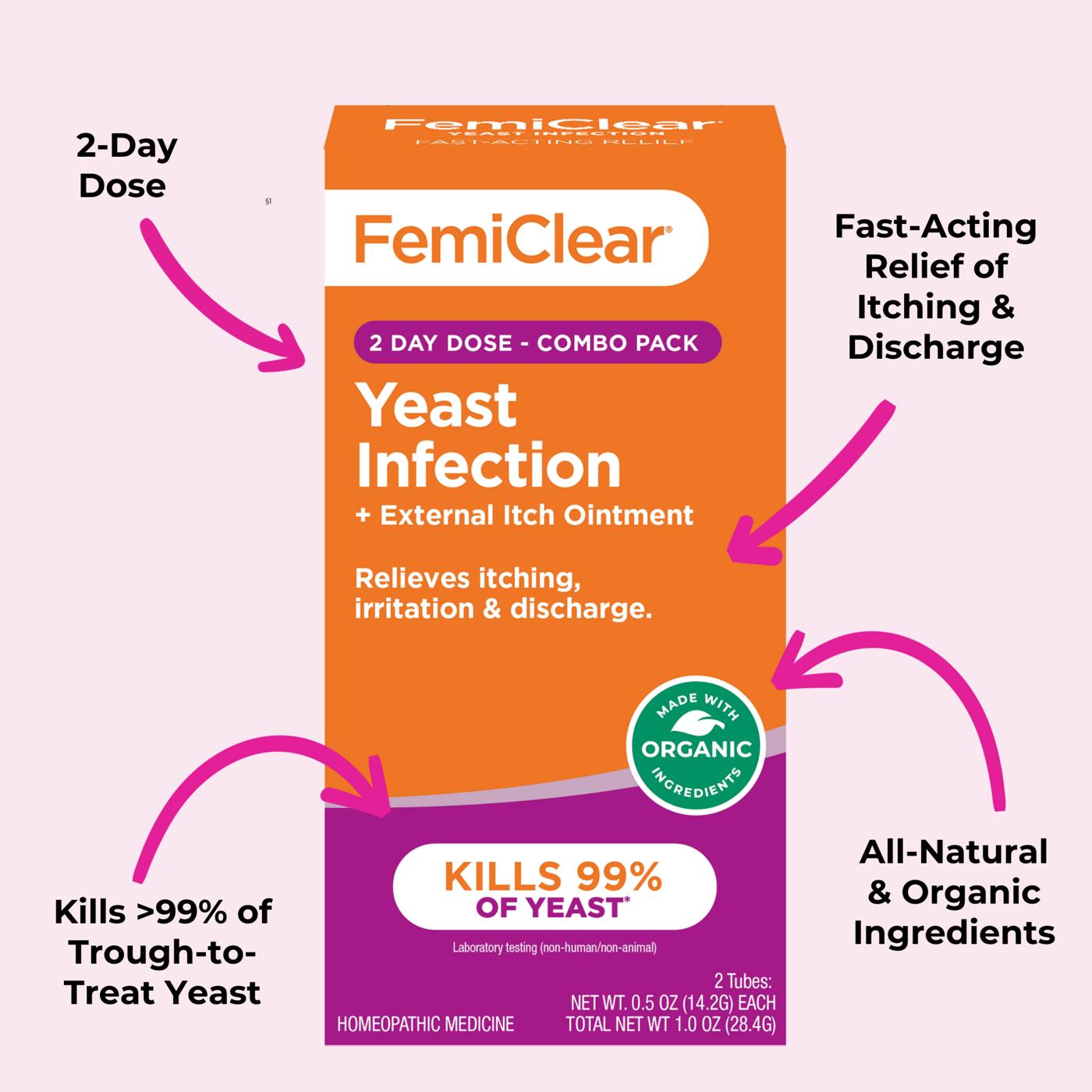 FemiClear Yeast Infection Treatment & Itch Relief Ointment - 2 Day Dose, Combo Pack; image 9 of 9