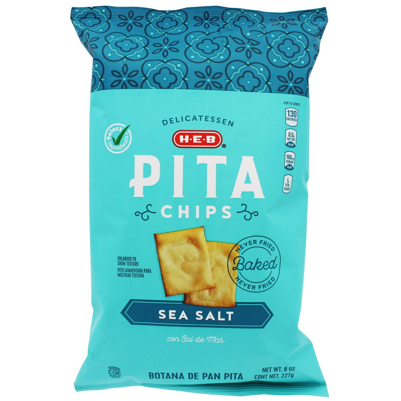 H-E-B Sea Salt Pita Chips; image 1 of 2