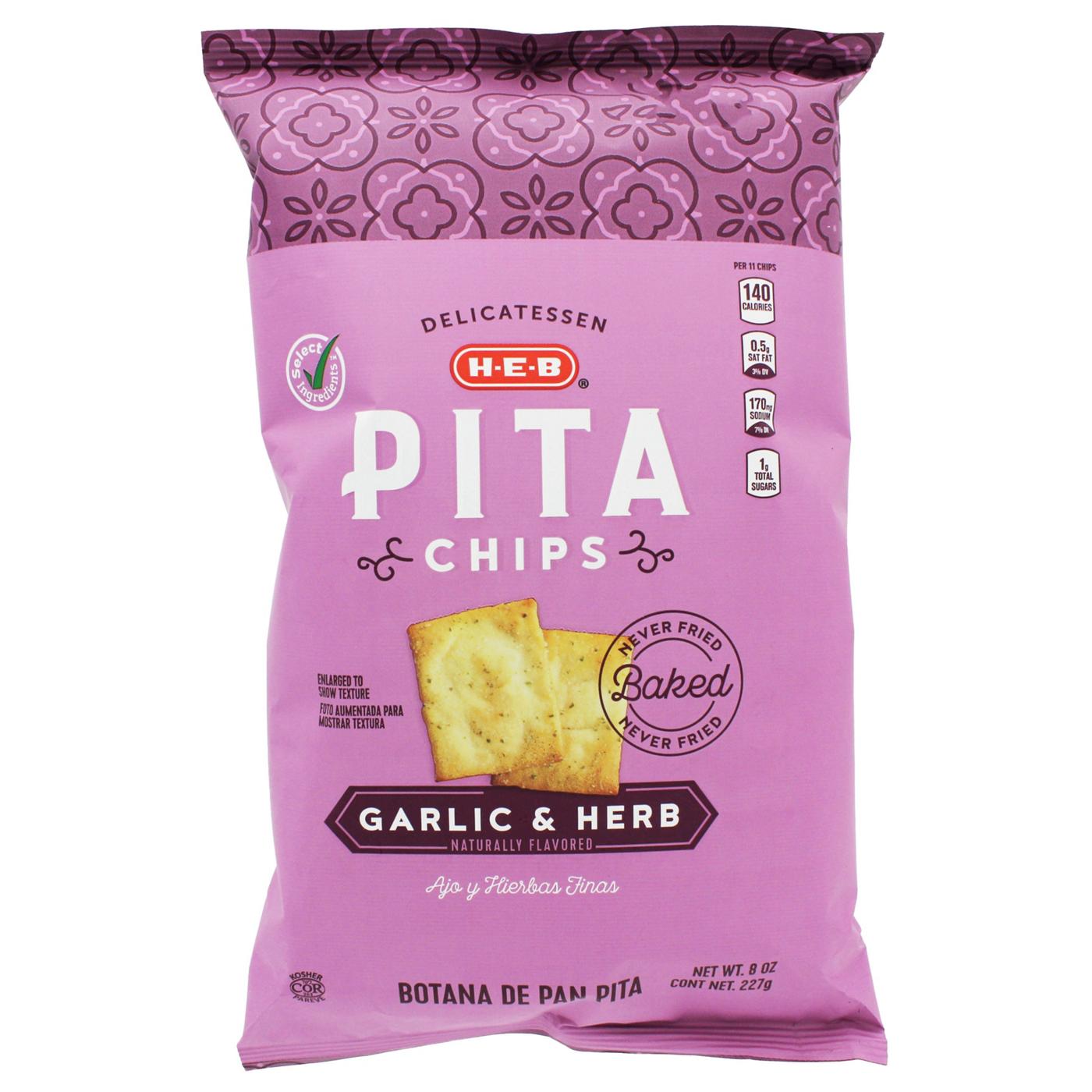 H-E-B Garlic & Herb Pita Chips; image 1 of 2