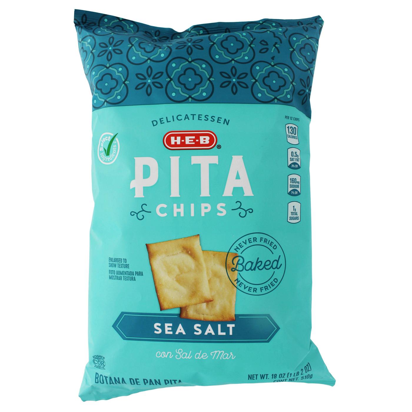 H-E-B Sea Salt Pita Chips; image 1 of 2