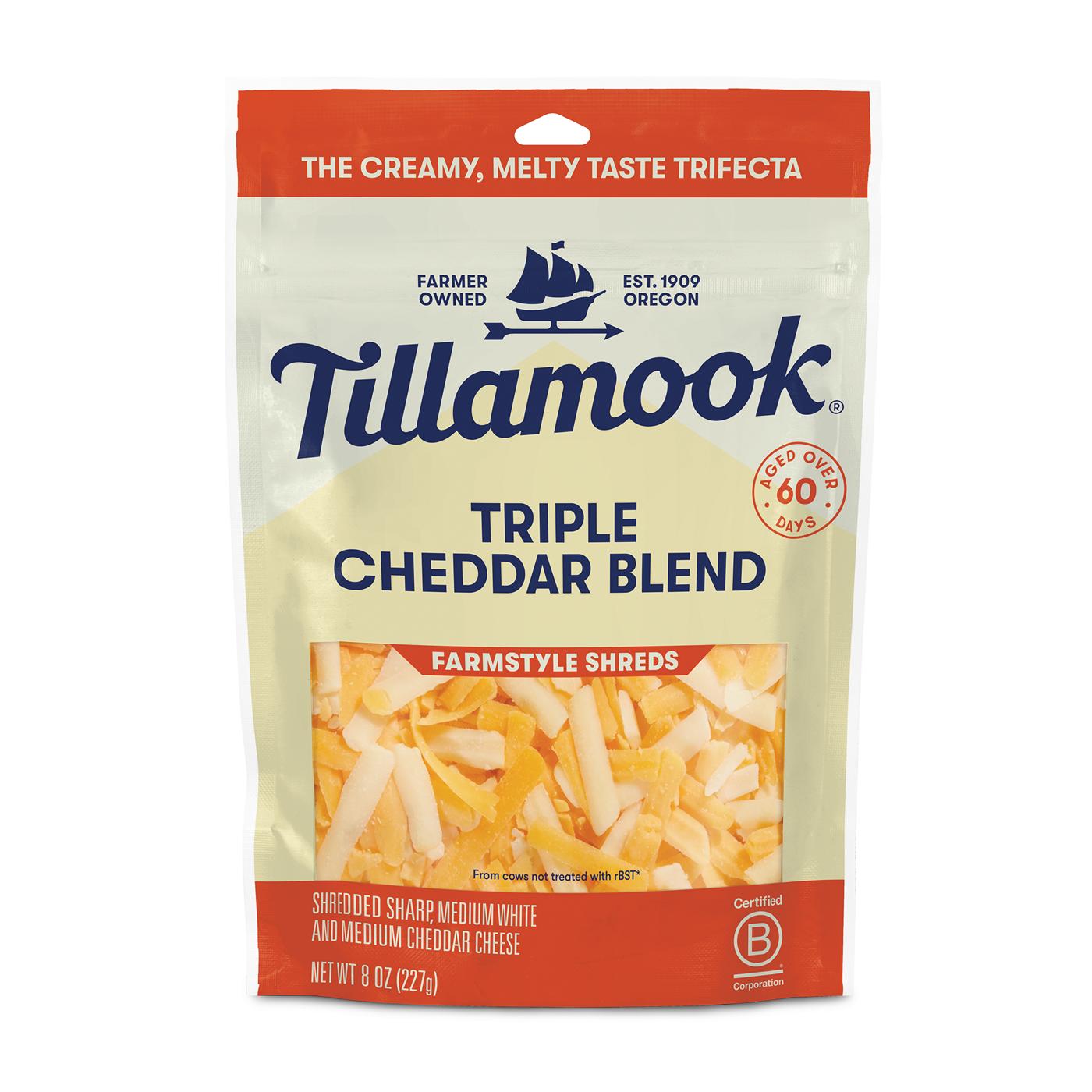 Tillamook Triple Cheddar Shredded Cheese Blend, Thick Cut; image 1 of 4