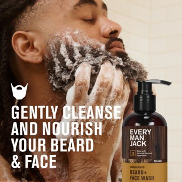Every Man Jack Beard + Face Wash - Sandalwood, 6.7 oz