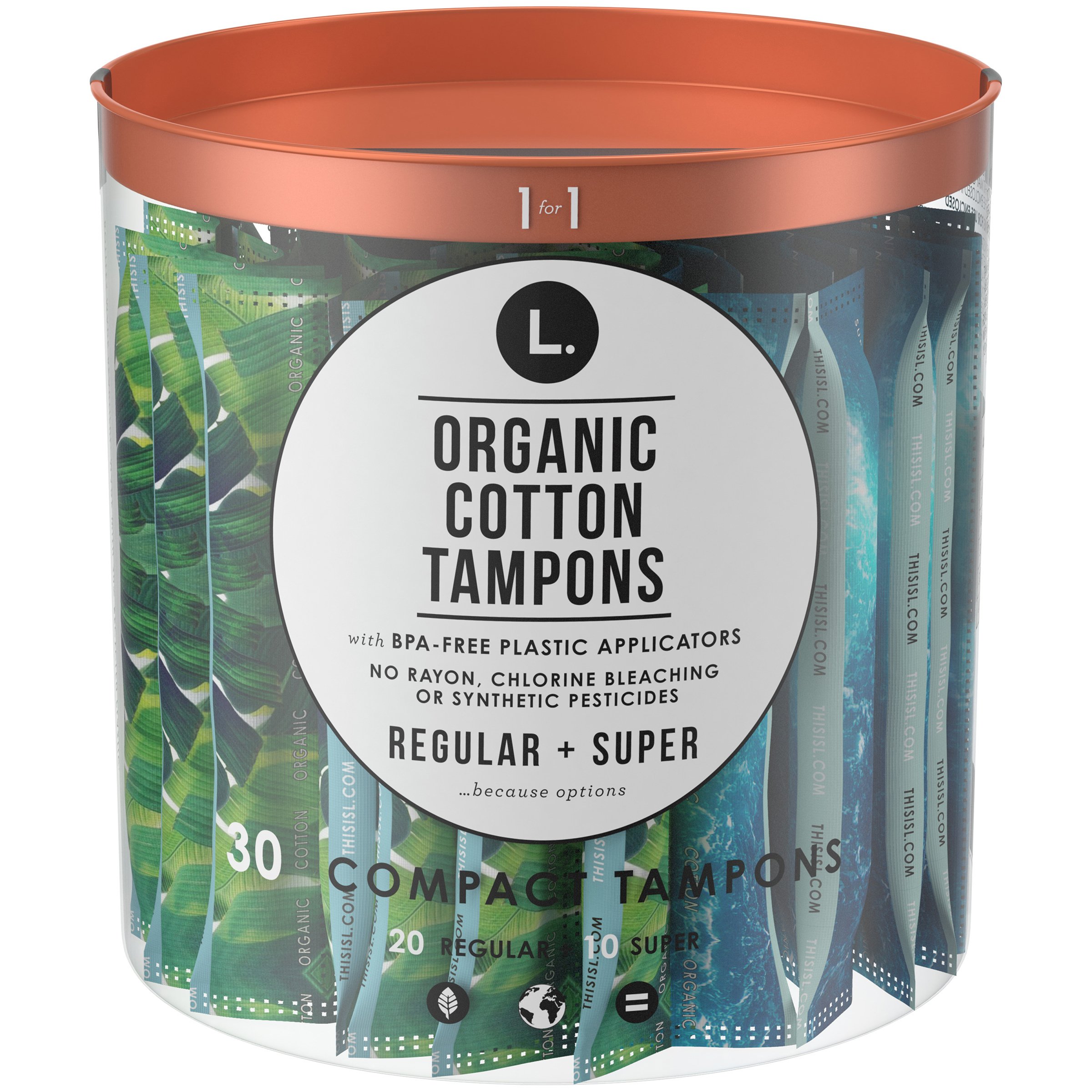 L. Organic Cotton Regular + Super Tampons - Shop Tampons at H-E-B