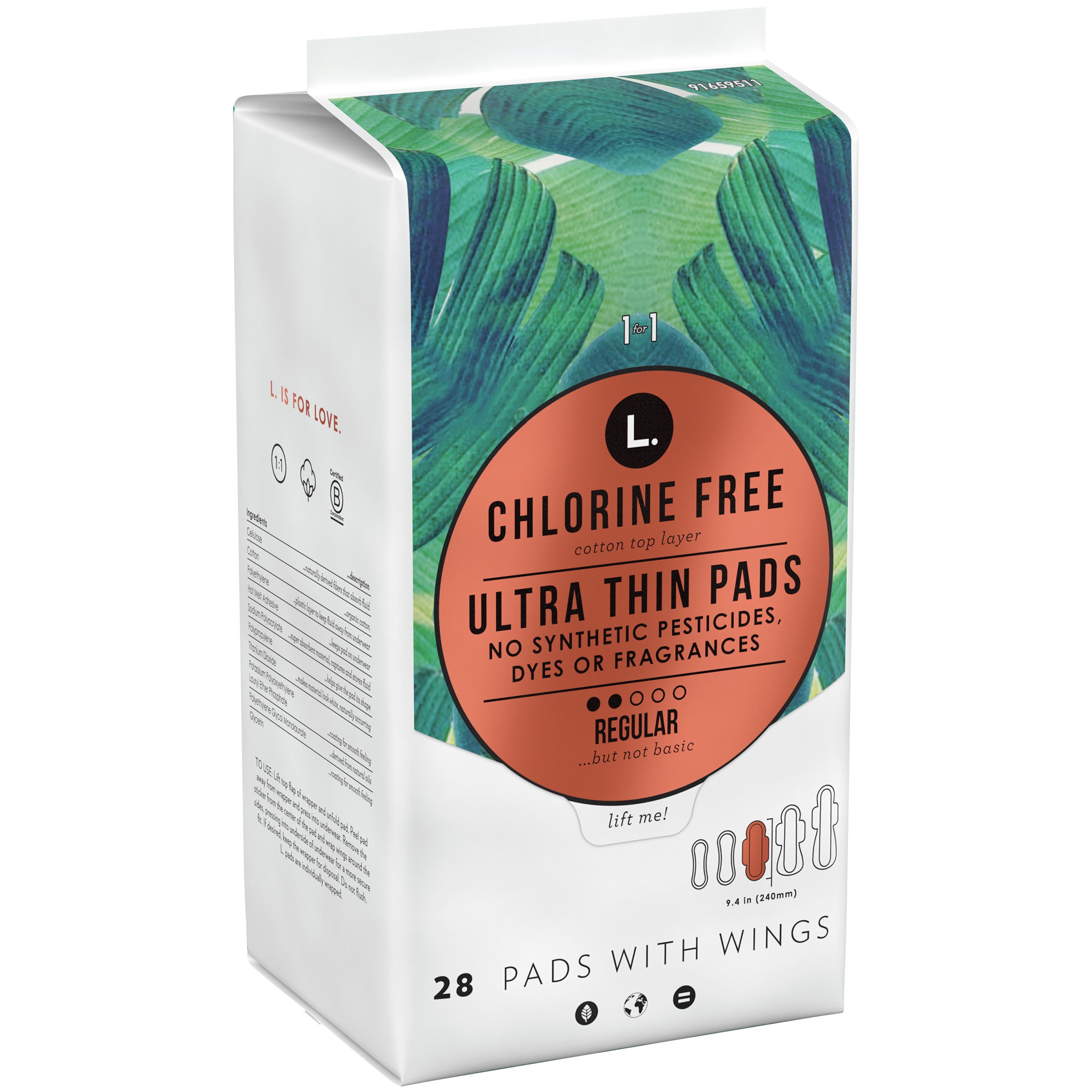 L. Chlorine Free Ultra Thin Regular Pads Shop Pads & Liners at HEB