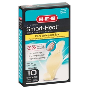 H-E-B Smart Heal Waterproof All Purpose Gel Bandages, 10 ct