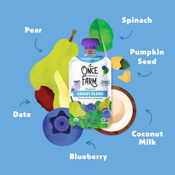 Once Upon a Farm Organic Smart Blend Baby Food Pouch - Pear-y Blueberry & Spinach