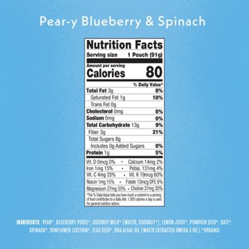 Once Upon a Farm Organic Smart Blend Baby Food Pouch - Pear-y Blueberry & Spinach