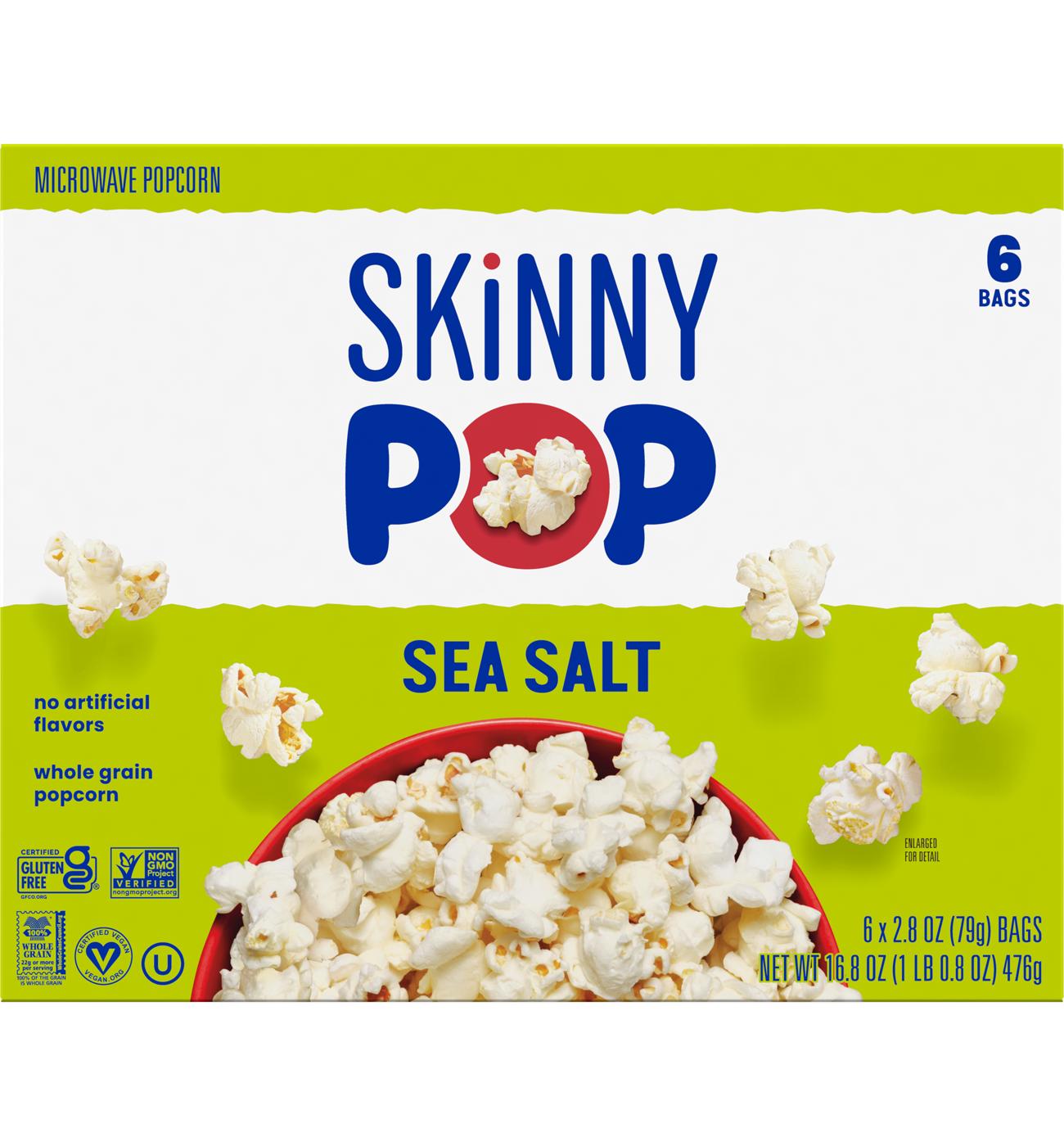 SKINNYPOP Microwavable Popcorn - Sea Salt; image 1 of 2