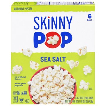 SKINNYPOP Microwavable Popcorn - Sea Salt, 6 ct