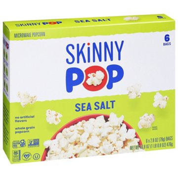 SKINNYPOP Microwavable Popcorn - Sea Salt, 6 ct