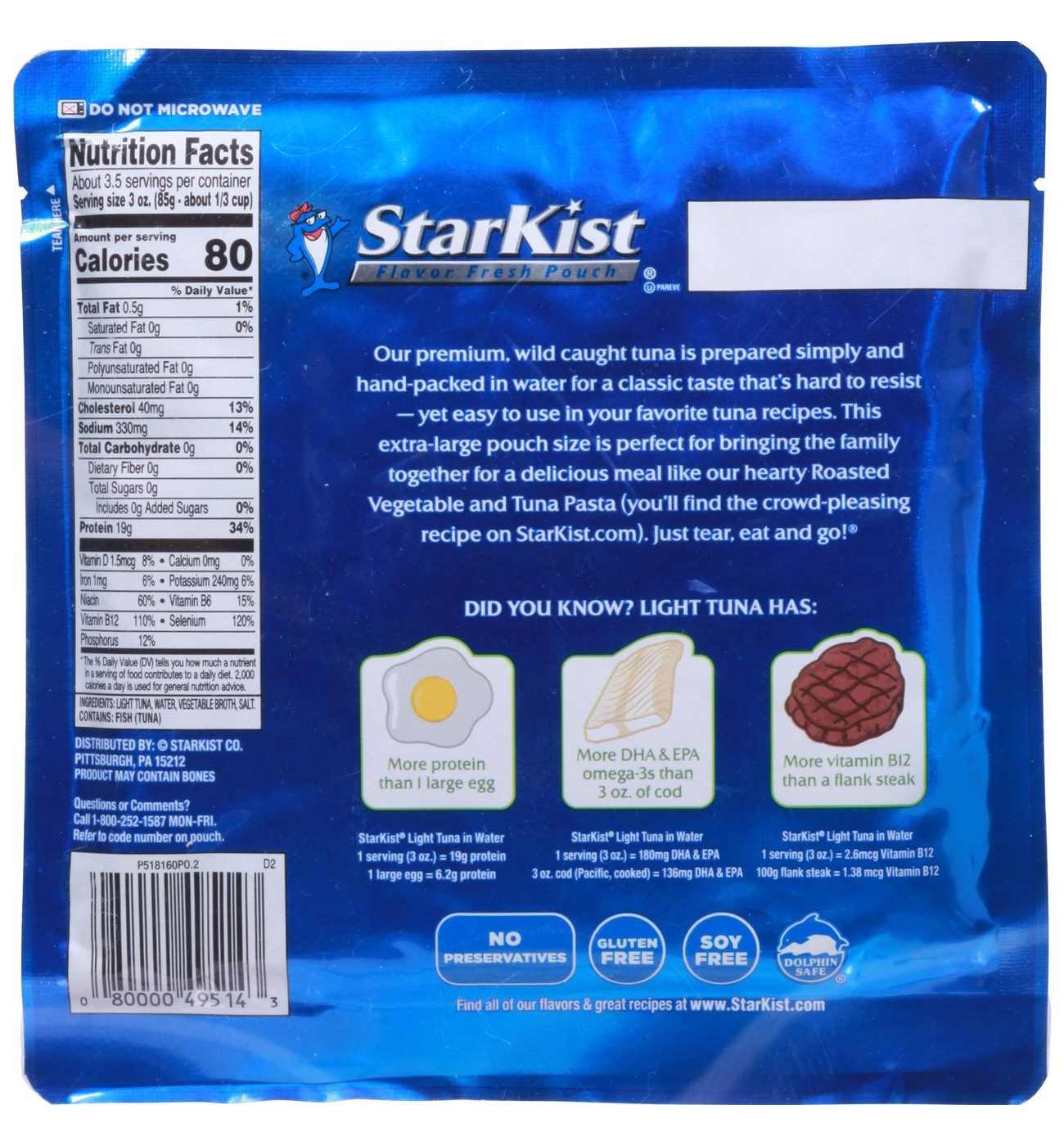 StarKist Light Tuna in Water Pouch Family Size; image 3 of 4